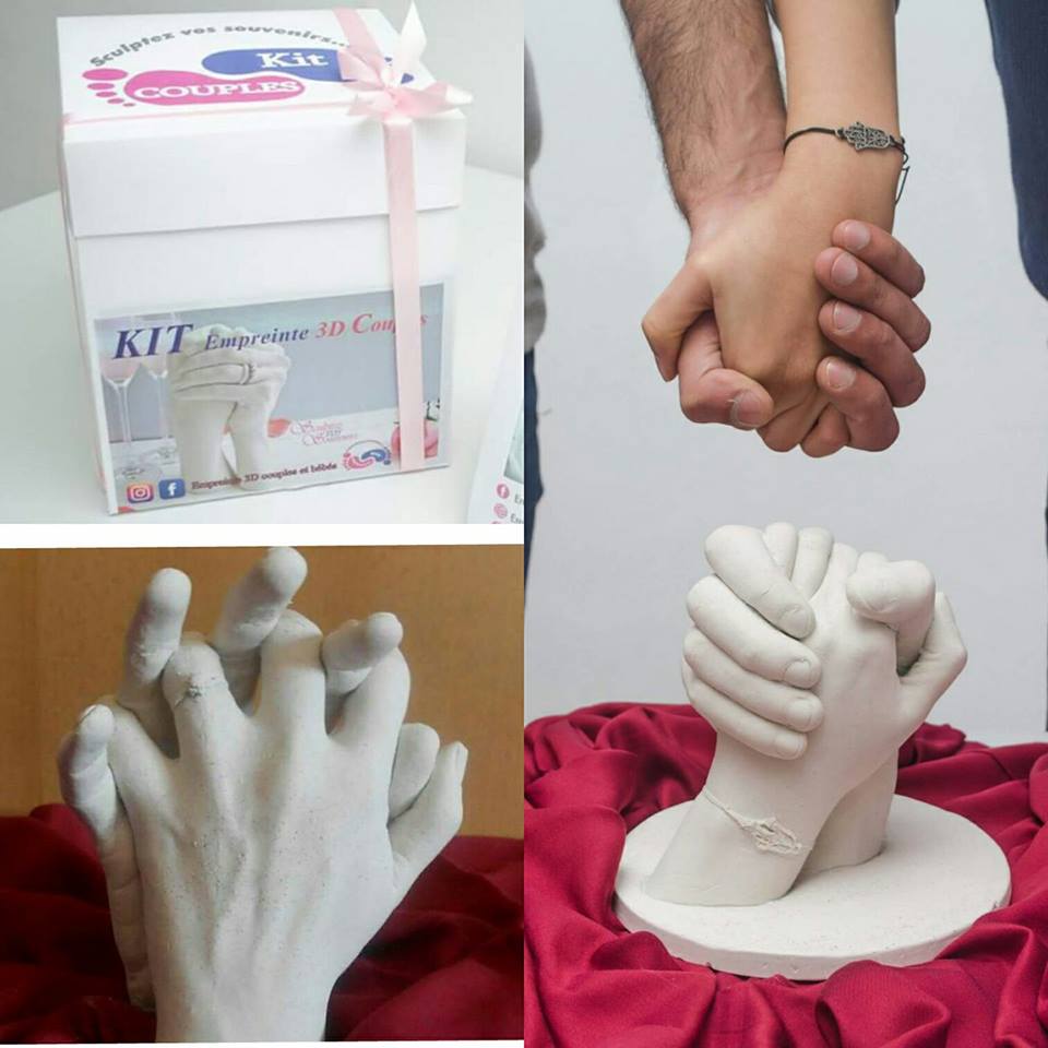 Moulage en plâtre 3D pour 1 à 2 mains - Empreinte de main en plâtre - Kit  de moulage